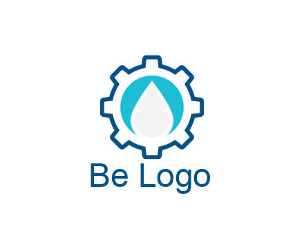 negative spacing water droplet in circle in line art gear
