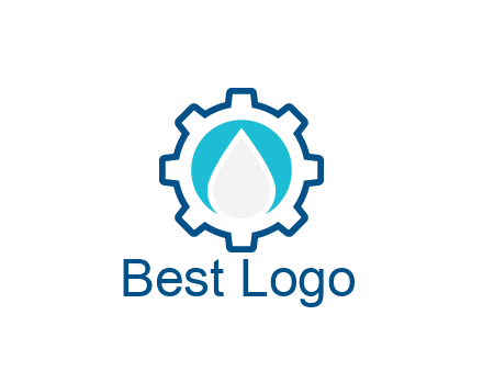 negative spacing water droplet in circle in line art gear