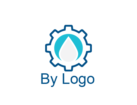 negative spacing water droplet in circle in line art gear