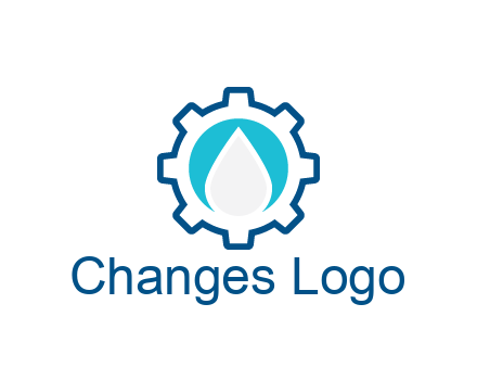 negative spacing water droplet in circle in line art gear