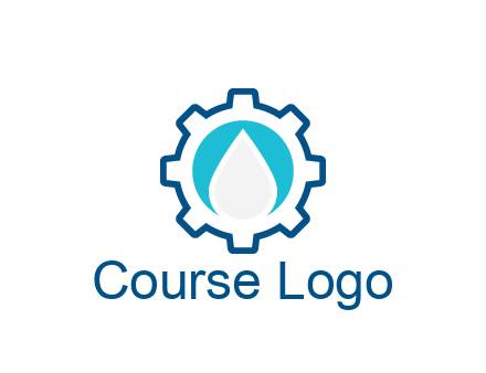 negative spacing water droplet in circle in line art gear