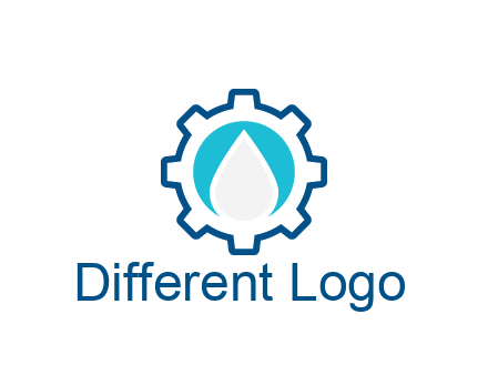 negative spacing water droplet in circle in line art gear