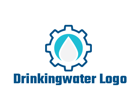 negative spacing water droplet in circle in line art gear
