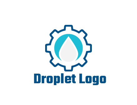 negative spacing water droplet in circle in line art gear