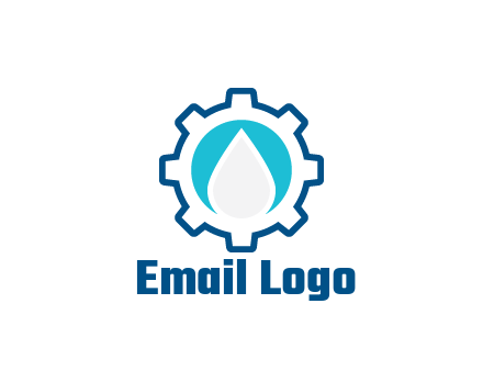 negative spacing water droplet in circle in line art gear