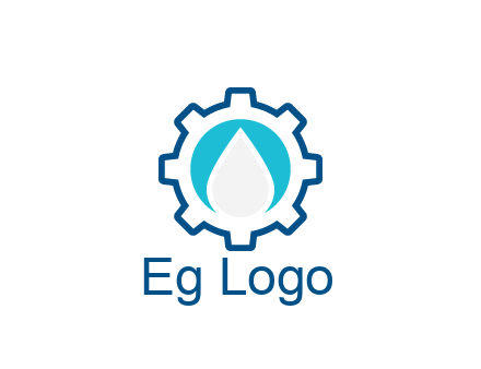 negative spacing water droplet in circle in line art gear