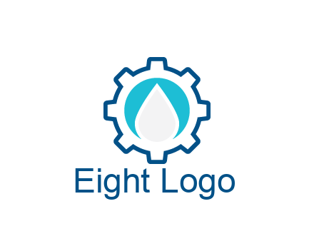 negative spacing water droplet in circle in line art gear