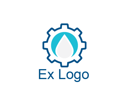 negative spacing water droplet in circle in line art gear
