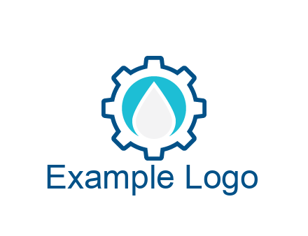 negative spacing water droplet in circle in line art gear