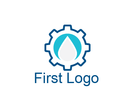 negative spacing water droplet in circle in line art gear