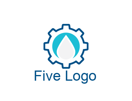 negative spacing water droplet in circle in line art gear