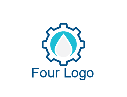 negative spacing water droplet in circle in line art gear