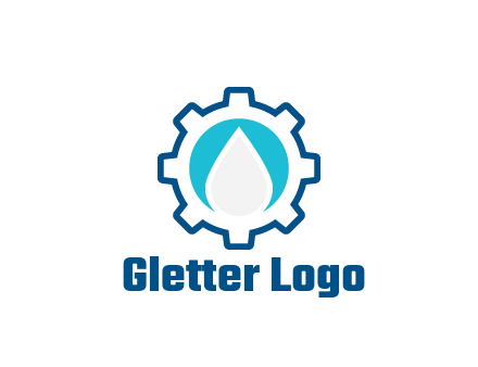 negative spacing water droplet in circle in line art gear