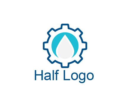 negative spacing water droplet in circle in line art gear