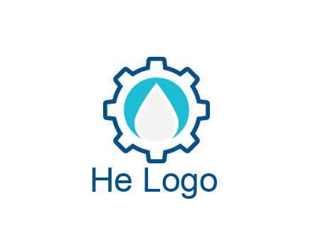 negative spacing water droplet in circle in line art gear