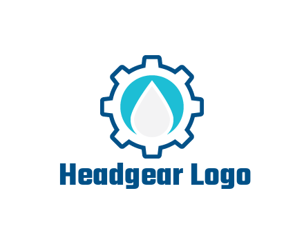 negative spacing water droplet in circle in line art gear