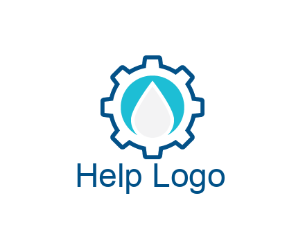 negative spacing water droplet in circle in line art gear