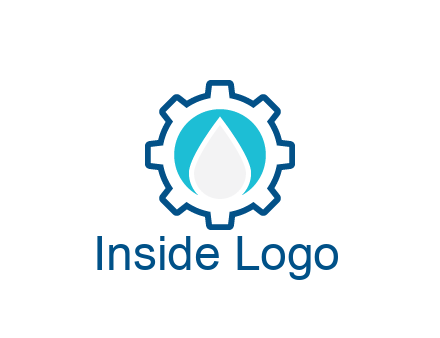 negative spacing water droplet in circle in line art gear
