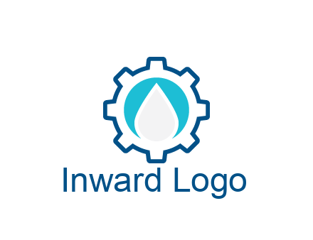 negative spacing water droplet in circle in line art gear