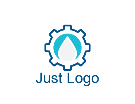 negative spacing water droplet in circle in line art gear