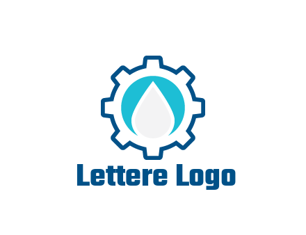 negative spacing water droplet in circle in line art gear