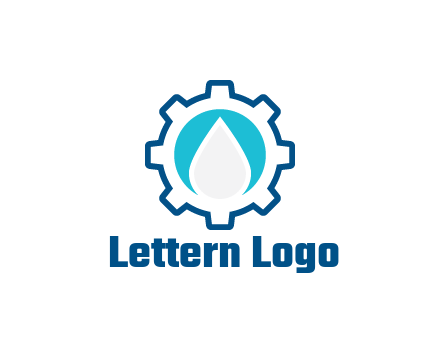 negative spacing water droplet in circle in line art gear