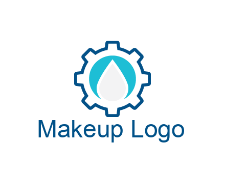 negative spacing water droplet in circle in line art gear