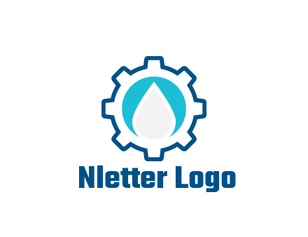 negative spacing water droplet in circle in line art gear