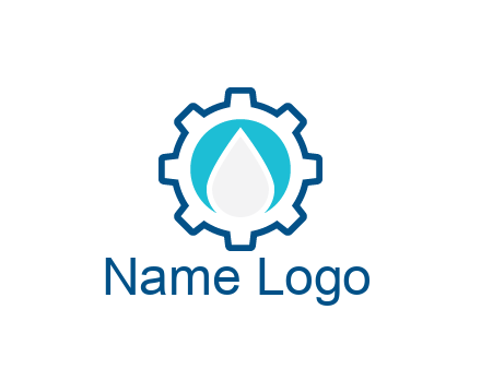 negative spacing water droplet in circle in line art gear