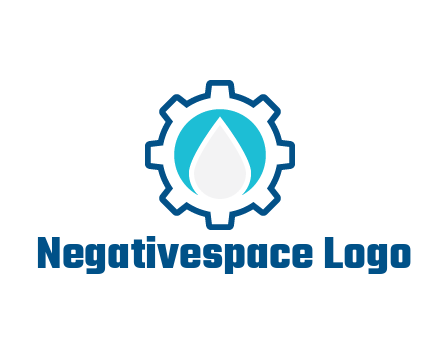 negative spacing water droplet in circle in line art gear