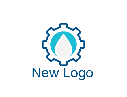 negative spacing water droplet in circle in line art gear