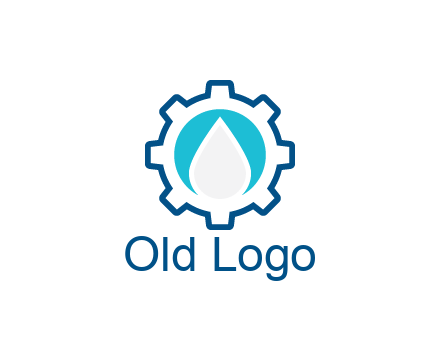negative spacing water droplet in circle in line art gear