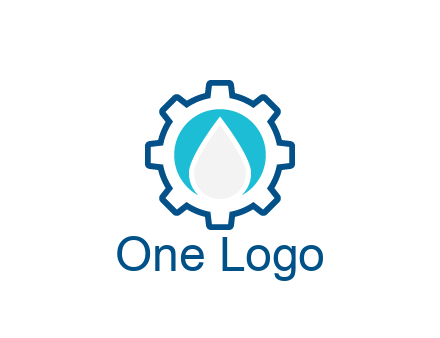 negative spacing water droplet in circle in line art gear