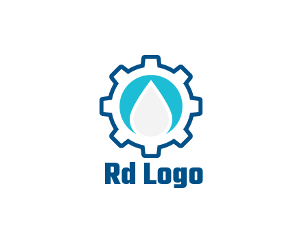 negative spacing water droplet in circle in line art gear