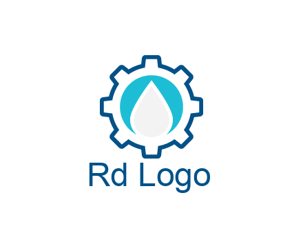 negative spacing water droplet in circle in line art gear