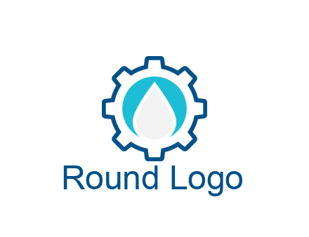 negative spacing water droplet in circle in line art gear
