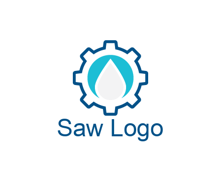 negative spacing water droplet in circle in line art gear