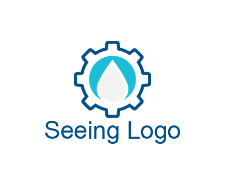 negative spacing water droplet in circle in line art gear