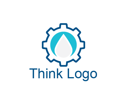 negative spacing water droplet in circle in line art gear