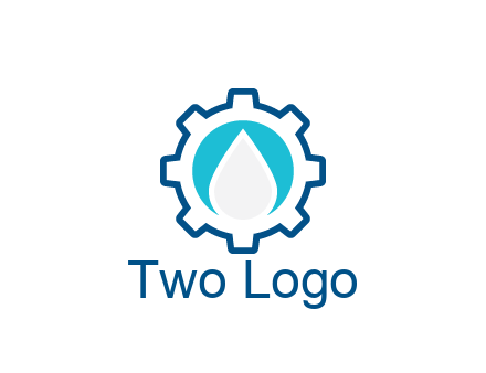 negative spacing water droplet in circle in line art gear