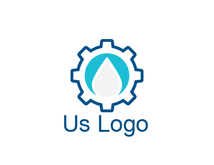 negative spacing water droplet in circle in line art gear