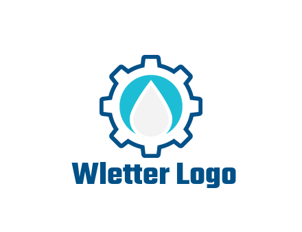 negative spacing water droplet in circle in line art gear
