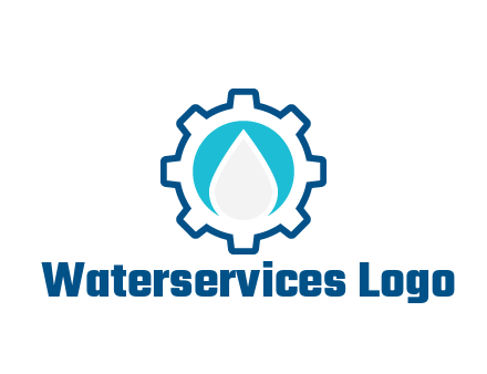 negative spacing water droplet in circle in line art gear