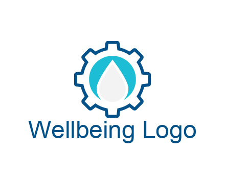 negative spacing water droplet in circle in line art gear