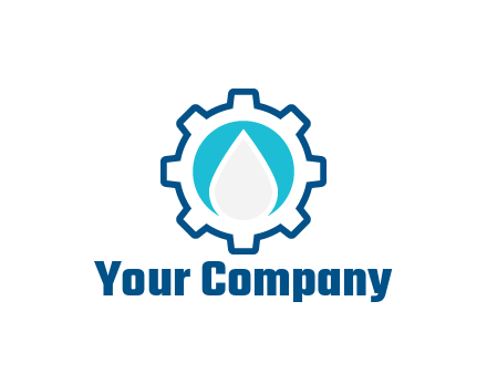negative spacing water droplet in circle in line art gear