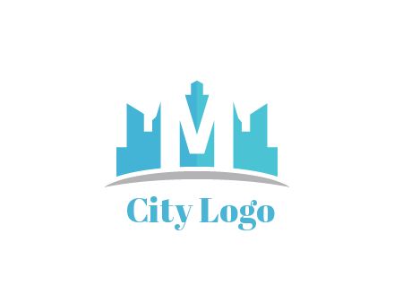 negative spacing letter M in cityscape