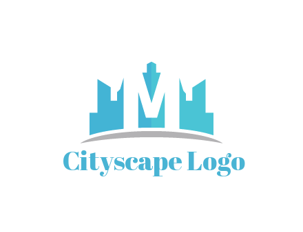 negative spacing letter M in cityscape