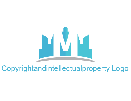 negative spacing letter M in cityscape