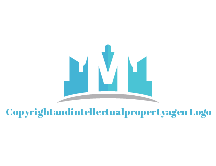 negative spacing letter M in cityscape