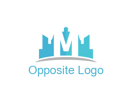 negative spacing letter M in cityscape